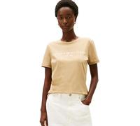 Tommy Hilfiger Reg Corp Logo C-nk SS Ww0ww40276, Top in Maglia a Maniche Corte Donna, Beige (Driftwood Taupe), XS
