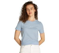 Tommy Hilfiger Reg Corp Logo C-nk SS Ww0ww40276, Top in Maglia a Maniche Corte Donna, Blue (Breezy Blue), S