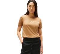 Tommy Hilfiger Donna T-Shirt Maniche Corte Logo Scollo Rotondo, Marrone (Hickory), XXL