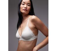 Tommy Hilfiger - Reggiseno a triangolo sfoderato in pizzo e microfibra bianco L
