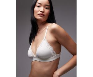 Tommy Hilfiger - Reggiseno a triangolo sfoderato in pizzo e microfibra bianco XL