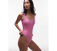 Tommy Hilfiger - Resort - Costume da bagno intero in tessuto stropicciato rosa S