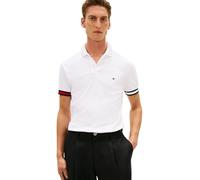 Tommy Hilfiger Polo Uomo RWB Cuff Cotone Liquido Slim MW0MW42743, Bianco, XXL