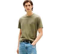 Tommy Hilfiger Uomo T-Shirt Maniche Corte Seasonal Solid Tee con Scollo Rotondo, Verde (Battle Green), M