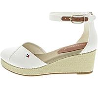 Tommy Hilfiger Sandali con Zeppa da Donna Marchio, Modello Flag Closed Toe Mid Wedge FW0FW08657, Realizzato in Cotone. Avorio 41