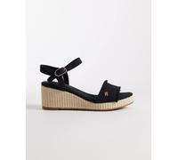Tommy Hilfiger - Sandali stile espadrilles con zeppa media neri e beige-Nero 40