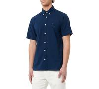 Tommy Hilfiger Seersucker Solid RF Shirt S/S Mw0Mw38064 Camicia, Blue (Night Sky), M Adulto