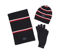 Tommy Hilfiger Set Cappello, Guanto e Sciarpa da Uomo Berretto, Cielo Deserto A Strisce, Taglia Unica
