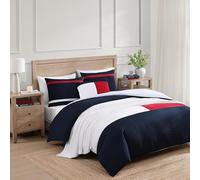 Tommy Hilfiger - Set copripiumino, biancheria da letto in cotone lussuosamente morbido con federe abbinate, design a trama seersucker (iconico anniversario blu navy, king size)