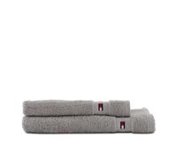 Tommy Hilfiger Set due pezzi Spugna Bagno ospite e Asciugamano 100% di Puro Cotone Legend Silver