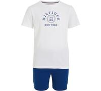 Tommy Hilfiger Set Pigiama Bambino Corto, Bianco (Blue Anchor/White), 8-10 Anni