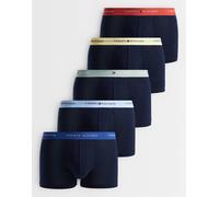 Tommy Hilfiger Signature 5 boxer aderenti in cotone blu navy con elastici in colori diversi-Nero 46