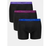 Tommy Hilfiger - Signature Cotton Essentials - Confezione da 3 boxer aderenti neri con elastico in vita viola/blu-Multicolore S