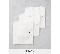 Tommy Hilfiger - Signature Essential - Confezione da 3 T-shirt bianche con logo della bandiera-Bianco XS