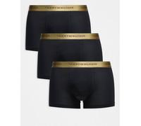 Tommy Hilfiger - Signature Essentials - Confezione da 3 boxer aderenti in cotone neri con fascia in vita oro-Nero M