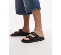 Tommy Hilfiger - Sliders da piscina nere con doppia fascetta-Nero 45