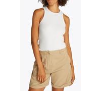 Tommy Hilfiger Donna Top Slim 5X2 Rib Elasticizzato, Bianco (Ecru), S