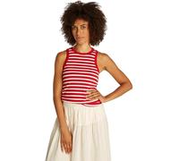 Tommy Hilfiger Slim 5X2 Rib Tank Top NS Ww0Ww38635, Top in Maglia, Donna, Rosso (Primary Red/Ecru STP), S