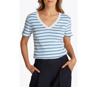 Tommy Hilfiger Slim Cody V-nk Ss Ecru/ Blue Spell Stp Taglia: S | T-shirt Outlet | Donna | Blu