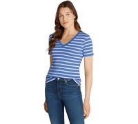 Tommy Hilfiger Slim Cody V-Nk SS Ww0Ww40584, Top in Maglia a Maniche Corte, Donna, Blu (Fine STP Blue Spell/Ivory Petal), XXS
