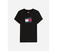 Tommy Hilfiger Slim Wavy Flag W - T-shirt - Donna - Nero XS