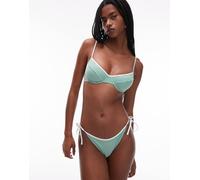 Tommy Hilfiger - Slip bikini con fascette verdi con profili bianchi-Verde S