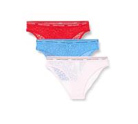 Tommy Hilfiger Slip Taglio Bikini Donna Confezione da 3 con Pizzo, Multicolore (Fierce Red/Blue Spell/Pearly Pink), XS