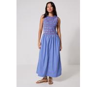 Tommy Hilfiger - Smocking Stripe Ns Midi Dress Blu - Abbigliamento M Blu