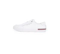 Tommy Hilfiger Uomo Sneakers Vulcanizzate Core Corporate Leather Profilo Basso, Bianco (White), 42 EU