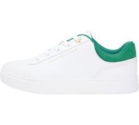 Tommy Hilfiger Sneaker da Donna Casual Cupsole FW0FW09020 Bassa, Bianco (Bianco/Verde), 39, Bianco Bianco Verde, 39 EU