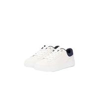 Tommy Hilfiger Sneaker da Donna Casual Cupsole FW0FW09020 Bassa, Bianco (Ecru/Blu Spaziale), 36, Bianco Ecru Space Blue, 36 EU