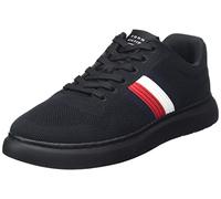 Tommy Hilfiger Sneakers con Suola Preformata Uomo Lightweight Knit Stripes Scarpe, Nero (Black), 44 EU