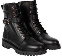 Tommy Hilfiger Stivali Bassi Donna Buckle Lace Up Stivaletti, Nero (Black), 36 EU