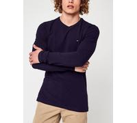 Tommy Hilfiger Uomo Maglietta Maniche Lunghe Stretch Slim Fit Cotone, Blu (Desert Sky), XL