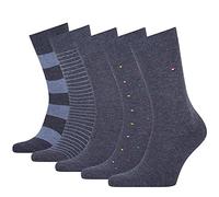 Tommy Hilfiger Stripe And DOT Men's Socks Tin Gift Box Calzino Classico, Jeans, 39 Regular Uomo