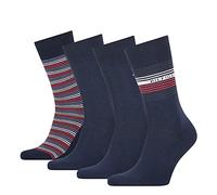 Tommy Hilfiger Stripe Men's Socks Gift Box, Calzino Classico, Uomo, 39 Regular, Blu (Navy)