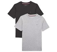 Tommy Hilfiger T-Shirt Bambino Confezione da 2 Scollo Rotondo, Grigio (Medium Grey Ht/Black), 6-7 Anni