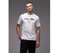 Tommy Hilfiger - T-shirt bianca con scritta del logo centrale-Bianco 52
