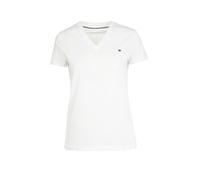 Tommy Hilfiger Donna T-Shirt Maniche Corte Heritage Scollo a V, Bianco (Classic White), L