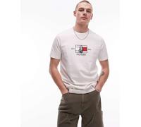 Tommy Hilfiger - T-shirt bianco sporco con bandiera al centro S