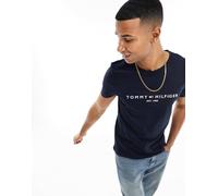 Tommy Hilfiger - T-shirt con bandiera ricamata blu navy XS