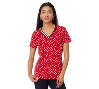 Tommy Hilfiger T-Shirt da Donna con Scollo a V, Scarlet Multi, S