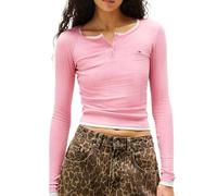 Tommy Hilfiger T-Shirt Donna Manica Lunga Rosa DW0DW21575, Rosa, XL