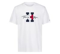 Tommy Hilfiger T-shirt girocollo a maniche corte da ragazzo, morbida, confortevole, vestibilità comoda, Script H Biancaneve, 14-16