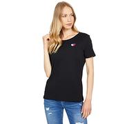 Tommy Hilfiger T-Shirt Girocollo da Donna con Logo, Cuore Nero., S
