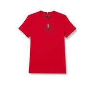 Tommy Hilfiger T-shirt Maniche Corte Uomo Global Stripe Scollo Rotondo, Rosso (Primary Red), S