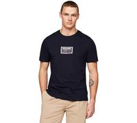 Tommy Hilfiger T-shirt Maniche Corte Uomo Label Print Scollo Rotondo, Blu (Desert Sky), S