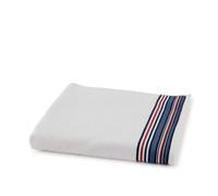 Tommy Hilfiger - Telo da bagno, bianco, spugna boucle, 480 g/m², 100% cotone, bordo tessuto a righe, leggero e assorbente, 100x150 cm