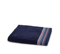 Tommy Hilfiger - Telo da bagno, blu navy, spugna boucle, 480 g/m², 100% cotone, bordo tessuto a righe, leggero e assorbente, 100x150 cm