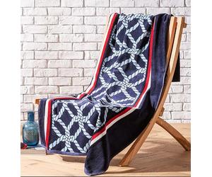 Tommy Hilfiger - Telo da mare, blu navy, spugna vellutata, 450 g/m², 100% cotone, motivo a corda, morbido e assorbente, 90x180 cm